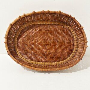 Vintage Basket Small Oval Woven Trinket Display